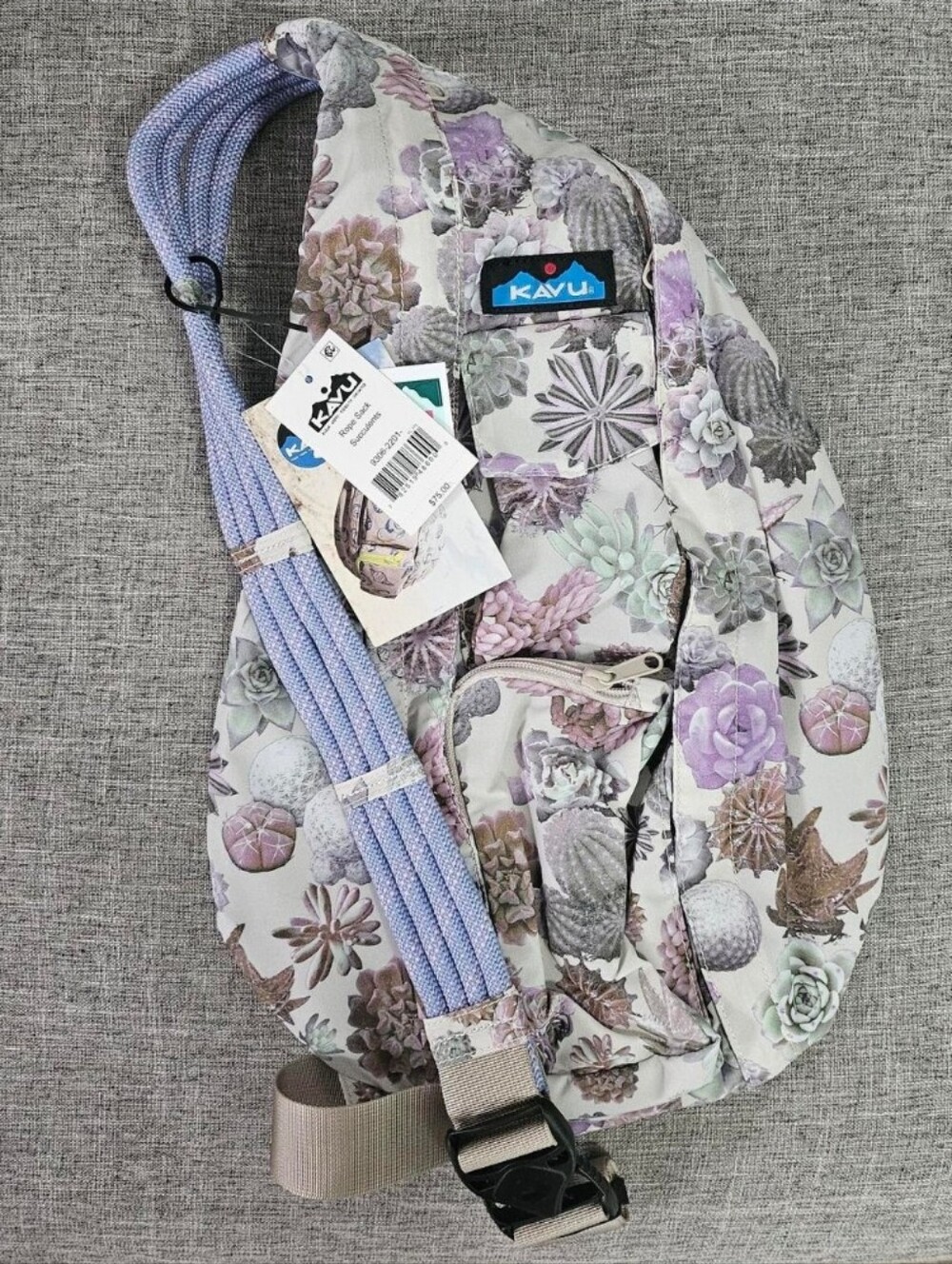 NWT! KAVU Pastel Succulent Print Rope Sling Bag